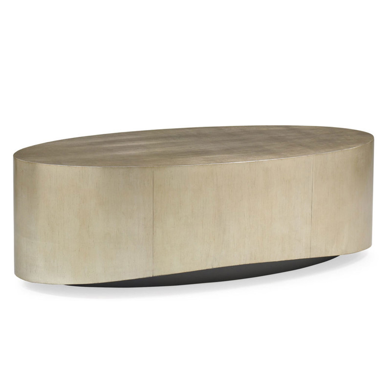 Malrick Modern Classic Gold Leaf Hardwood Oval Coffee Table