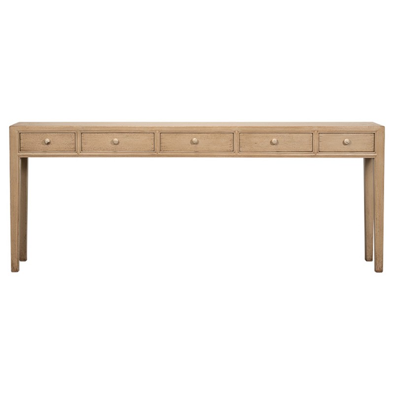 Billie Modern Classic Brown Pine Wood Rectangular Console Table