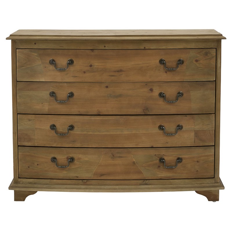 Fatima French Country Pine Bowfront 4 Drawer Dresser