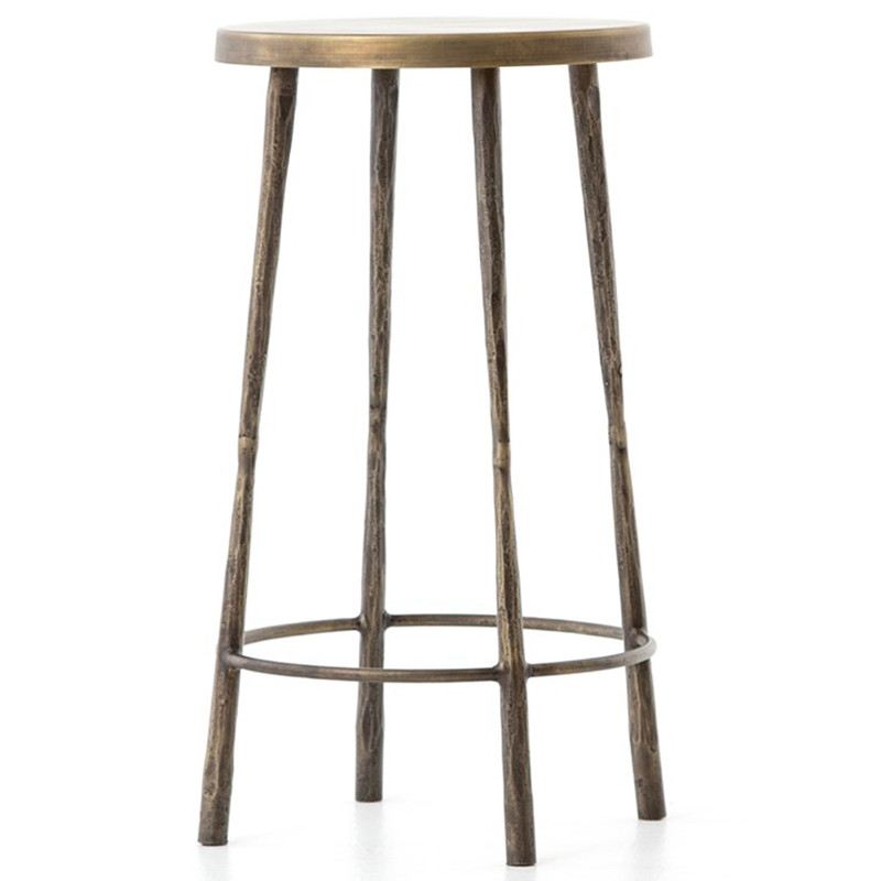 Vito Industrial Loft Hand Wrought Antique Brass Iron Counter Stool