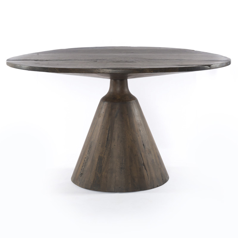 Jolina Mid Century Modern Dark Brown Reclaimed Wood Round Dining Table ...