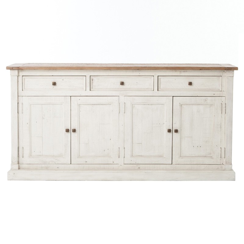 Chabert French Country Limestone White Reclaimed Wood Sideboard