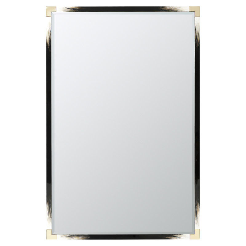 Kieran Edge Black Faux Horn Rectangular Floor Mirror