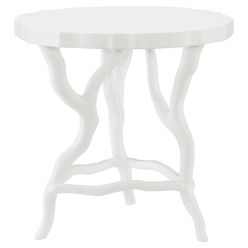 Abigail Modern Classic White Cast Resin Round Side End Table