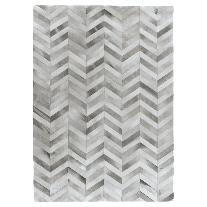 Lucas Modern Classic Silver Hide Chevron Patterned Rug - 9'6"x13'6"