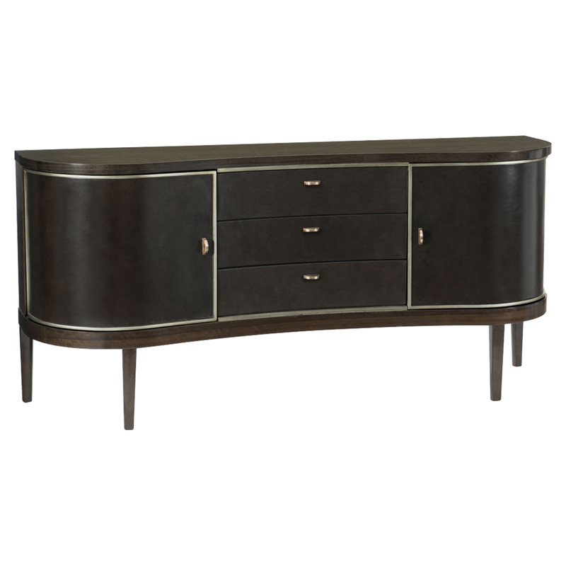 Roanne Modern Classic Dark Brown Wood Leather Wrapped Sideboard