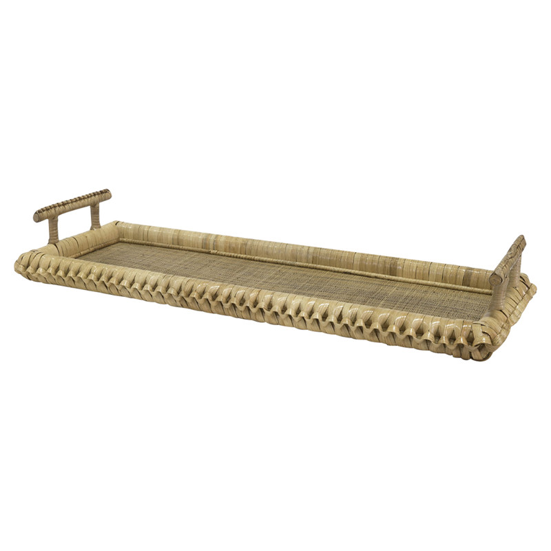 Palecek Kenis Coastal Beach Pole Rattan Wicker Rectangular Tray