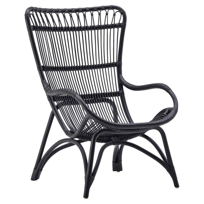 Alexis Coastal Beach Black Rattan Occasional Arm Chair