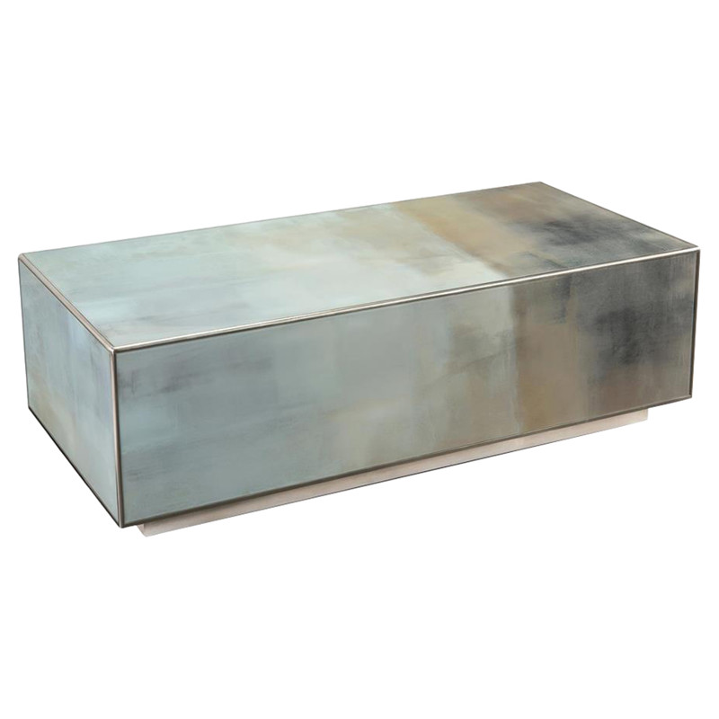 John-Richard Modern Classic Slated Abstract Art Silver Frame Block Coffee Table