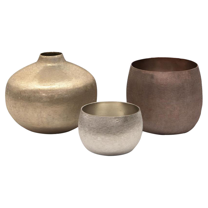John-Richard Modern Classic Set Of Three Mink Medley Artisan Vase