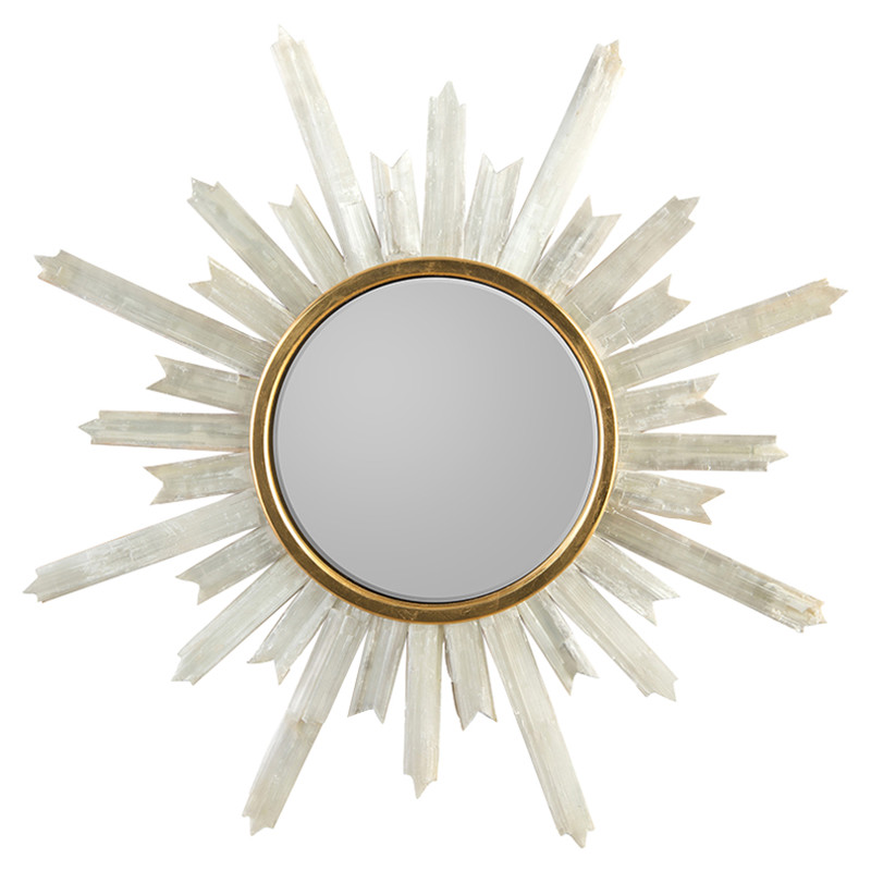 John-Richard Modern Classic Selenite Starburst Gold Frame Wall Mirror - 47.5D