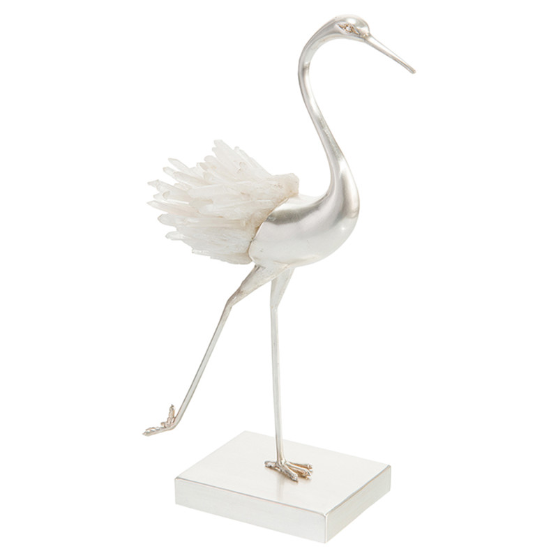 John-Richard Coastal Beach Quartz Egret Running Metal Base Figurine