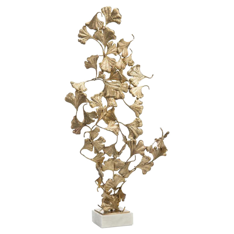 John-Richard Hollywood Ginkgo Leaves White Marble Base Sculpture
