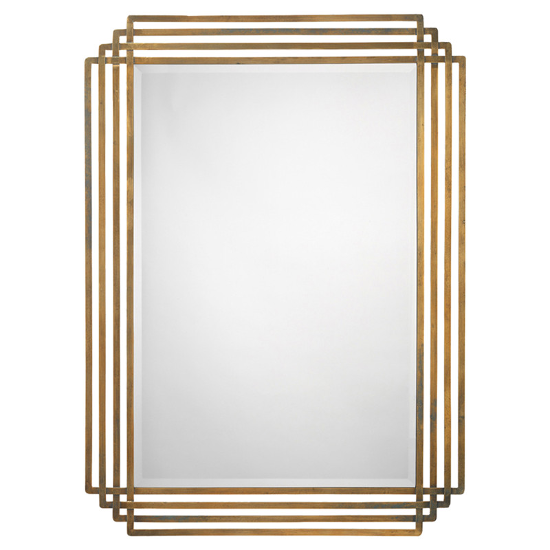 Finley Modern Classic Rectangular Antique Brass Wall Mounted Mirror