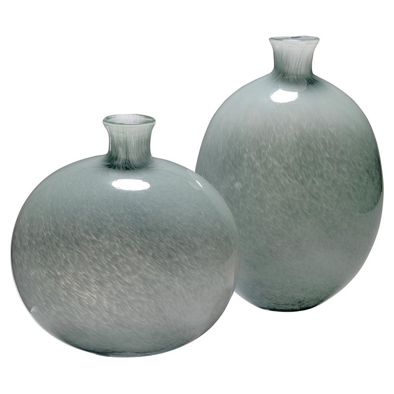 Quinn Coastal Grey Glass Decorative Vase - Set of 2