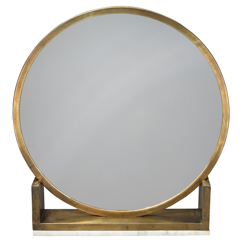 Will Modern Classic Brass Metal Silver Standing Table Mirror