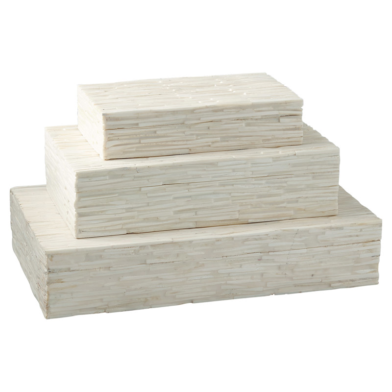 Tallulah Modern Classic Rectangular Beige Bone Decorative Box - Small