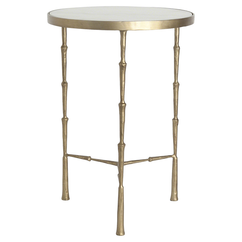 Lavinia Modern Classic Round White Marble Gold Metal Side Table