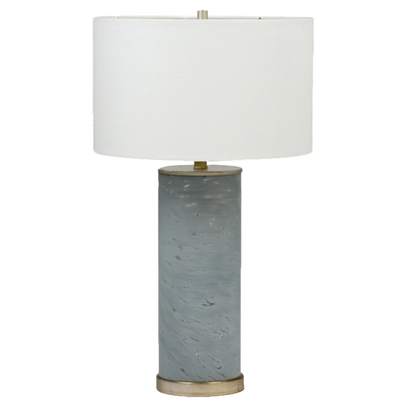 Ellington Modern Classic Grey Glass Column Silver Base Table Lamp