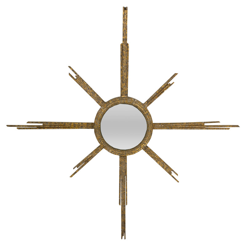 Capri Traditional Antique Gold Starburst Accent Wall Mirror
