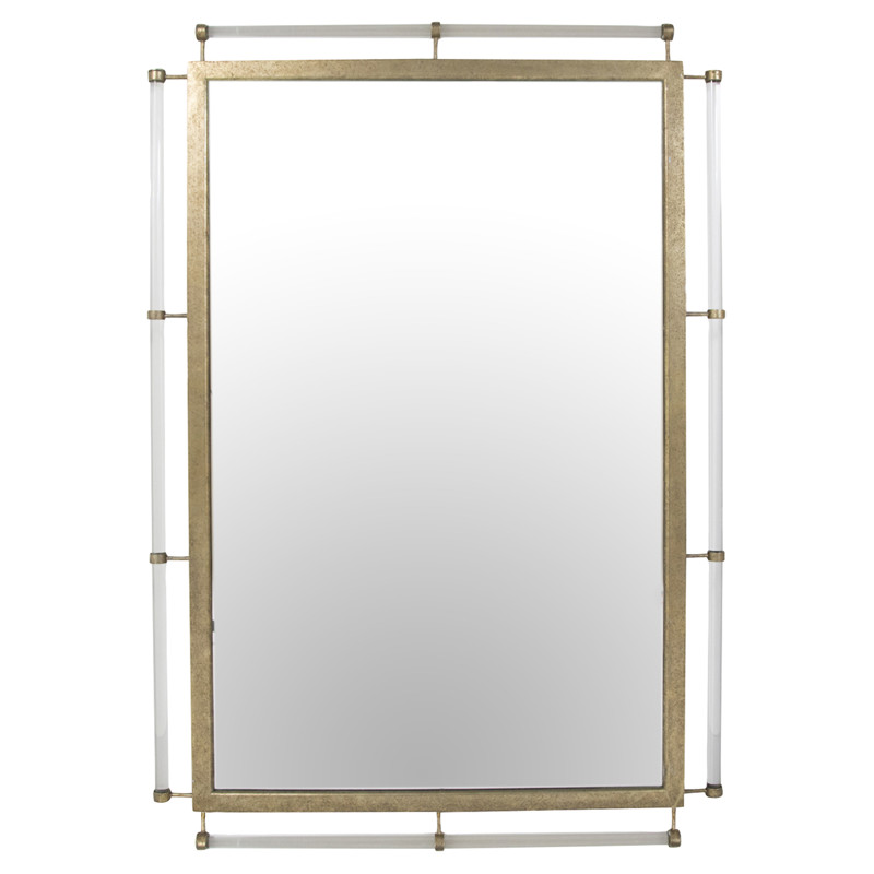 Diana Modern Classic Clear Acrylic Rod Gold Metal Frame Wall Mirror