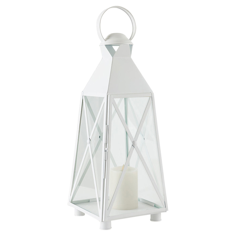 Callie French Country White Metal Outdoor Lantern - Small