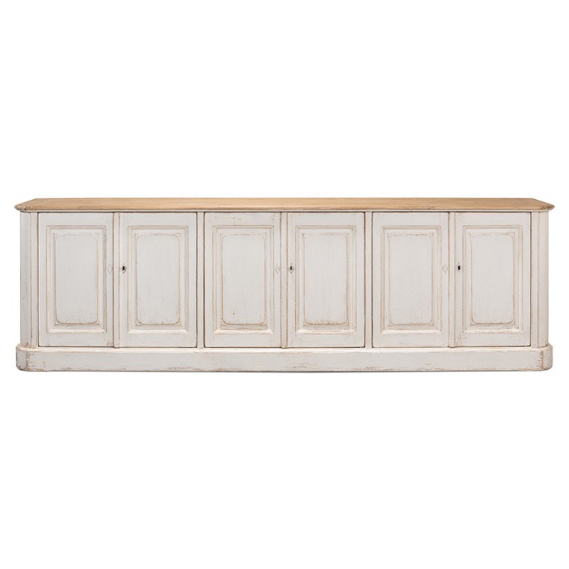 Satine French Country Antique White Wash Wood Sideboard - 119"