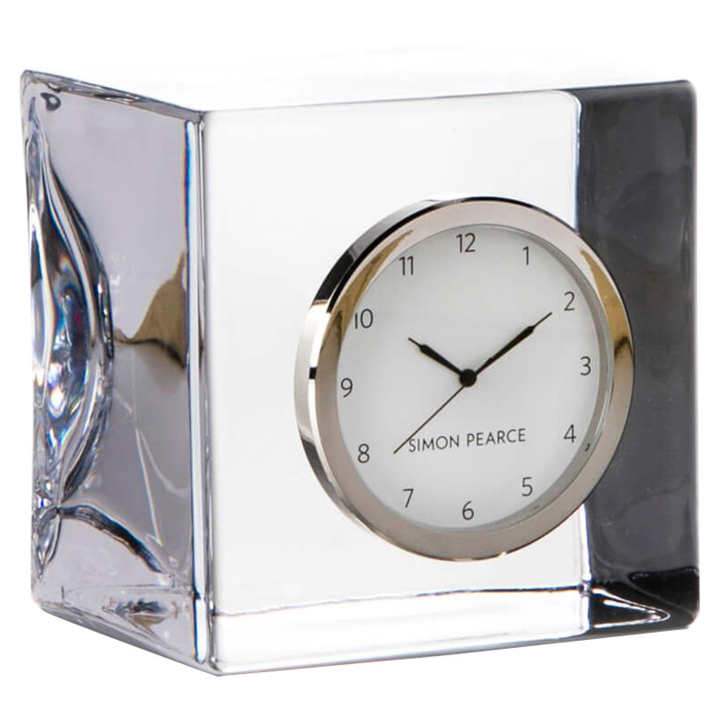 Simon Pearce Modern Classic Woodbury Square Glass Table Clock