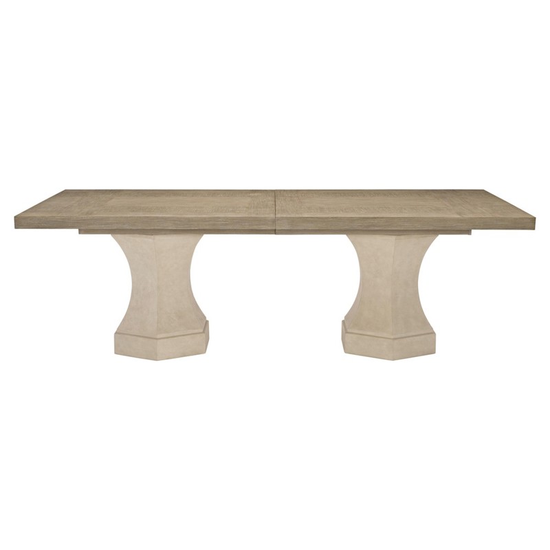 Sarabeth Modern Classic Cerused Brown Wood Rectangular Extendable Dining Table - 92-132"