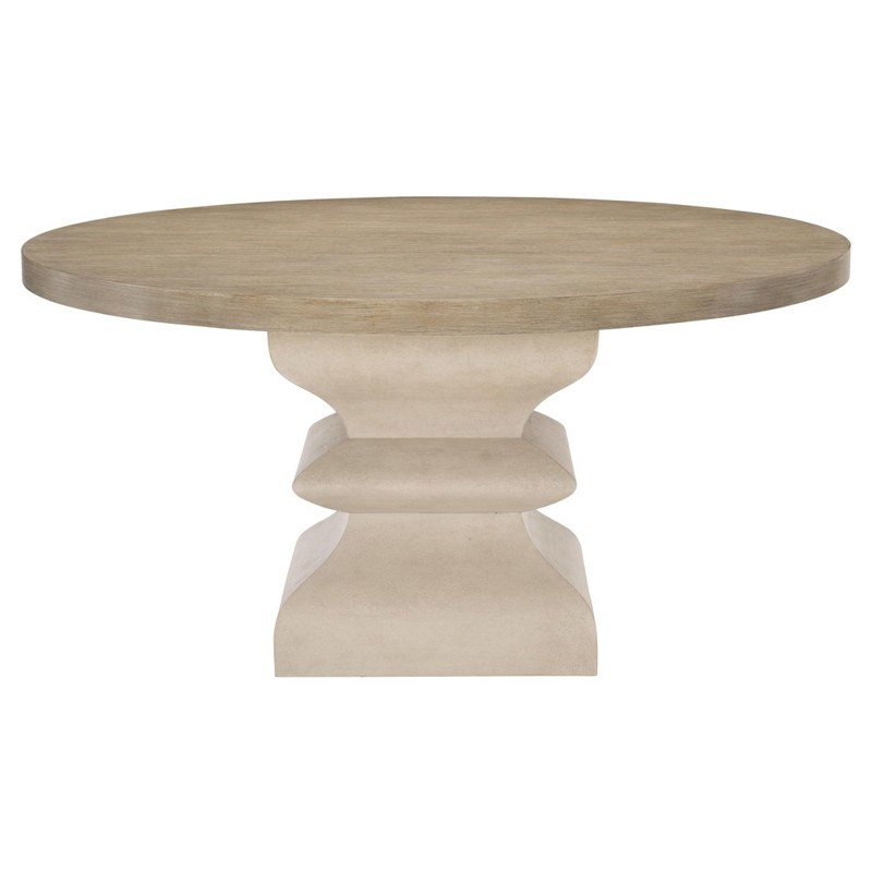 Sarabeth Modern Classic Cerused Brown Wood Pedestal Round Dining Table - 60"