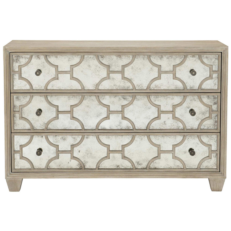 Sarabeth French Country Patterned Cast Antique Glass Brown Wood Dresser