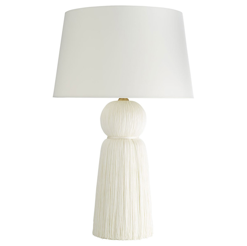 Tassel Modern Classic Ivory Shade White Fiber Tassel Table Lamp