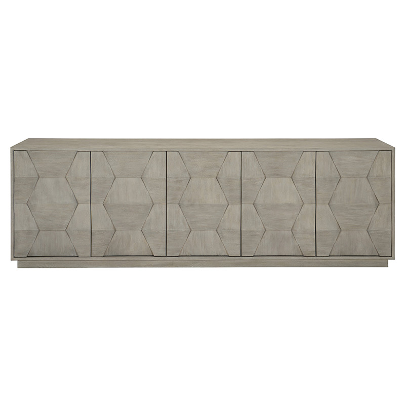 Landon Modern Masculine Grey Fancy Face Wood Media Cabinet