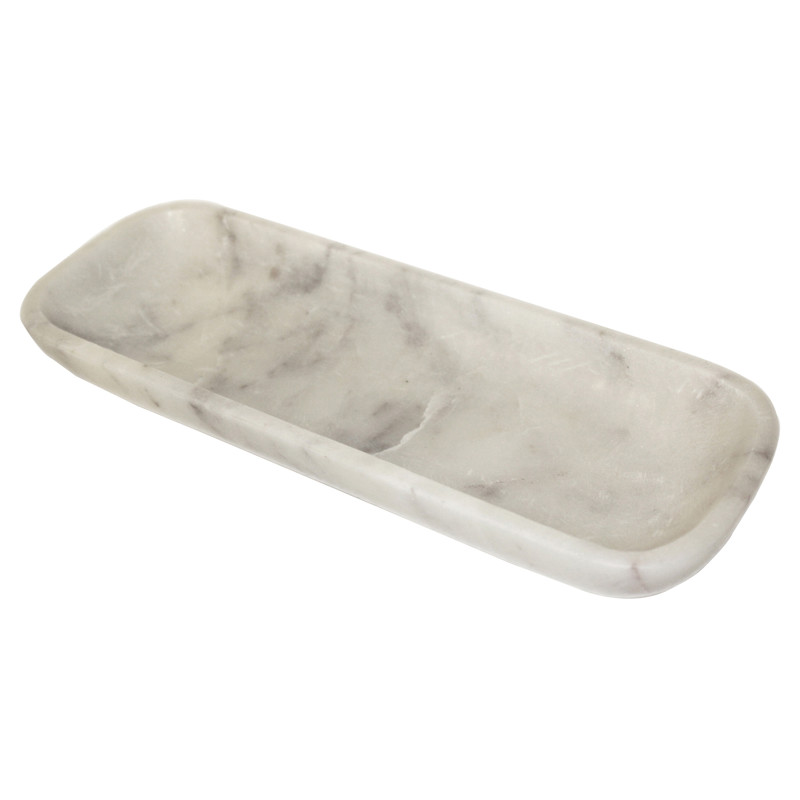 Eira Modern Classic 12" White Rectangular Marble Bowl