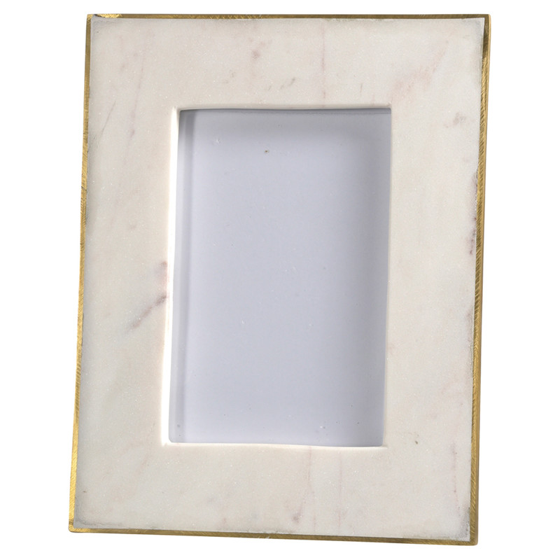 Estelle Modern Classic Gold Edge White Marble Picture Frame - 4x6