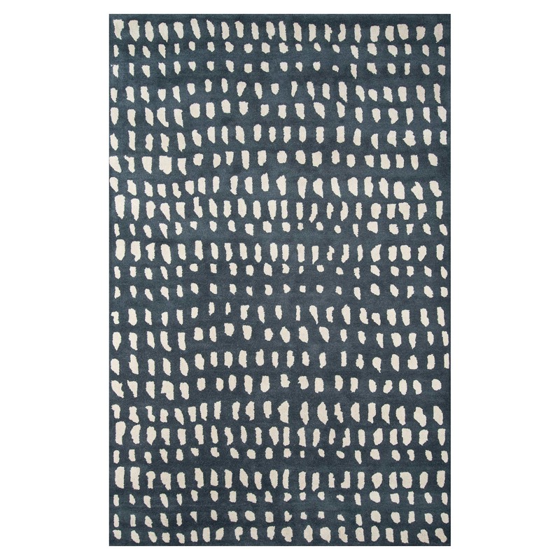 Ava Modern Classic Blue White Wool Boho Dot Patterned Rug - 5'x8'