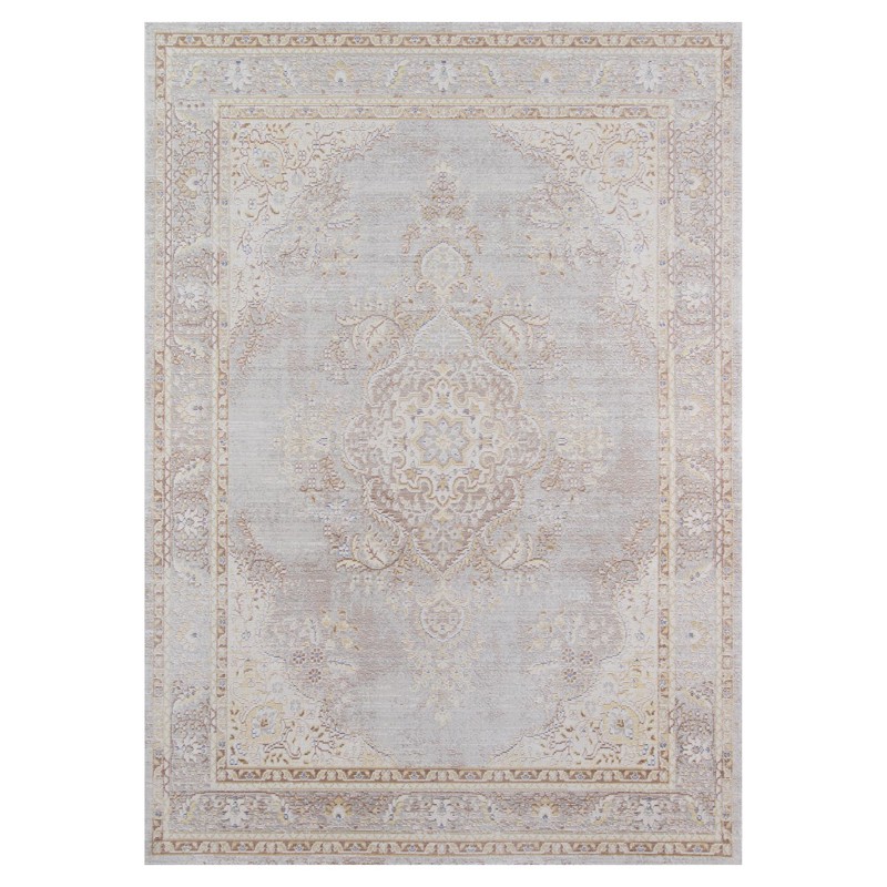 Esme French Country Distressed Grey Medallion Patterned Rug - 4'x6'