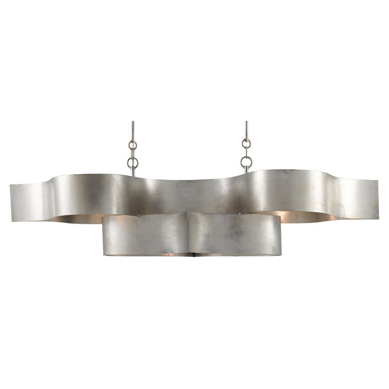 Jalbala Updated Traditional Silver Metal Lotus Oval Chandelier