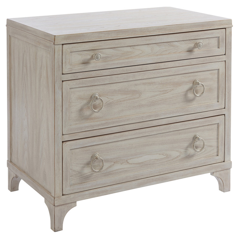 Cliff Modern Classic Whitewash Wood 3 Drawer Nightstand
