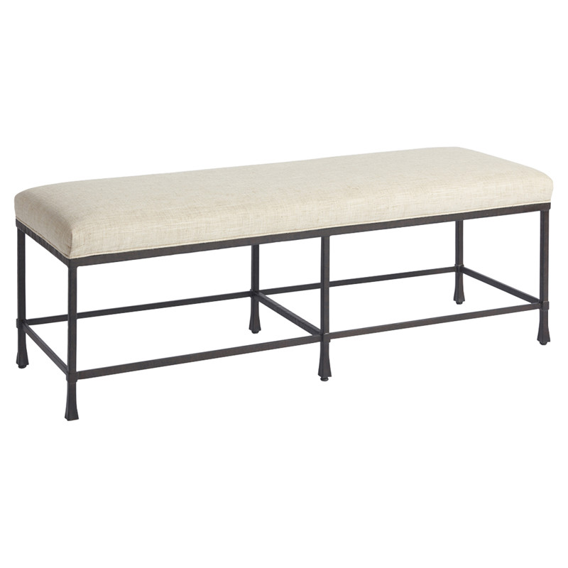 Ruby Modern Classic Ivory Upholstered Bronze Metal Frame Bench