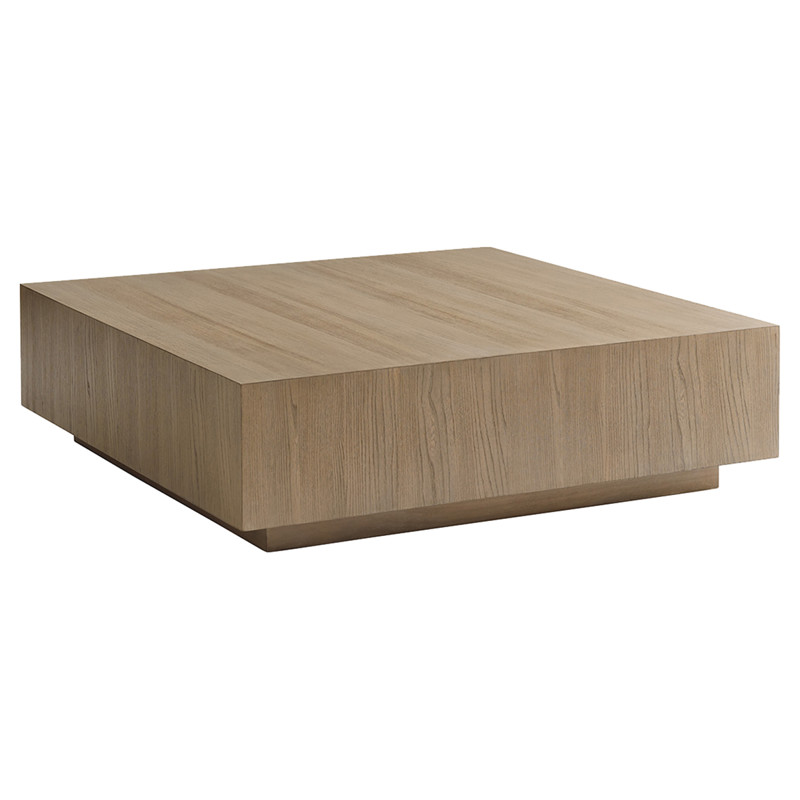 Tatum Modern Classic Grey Elm Wood Cube Square Block Coffee Table