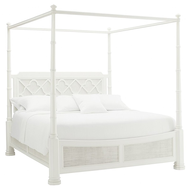 Luka Coastal Beach White Wood Canopy Poster Bed - King