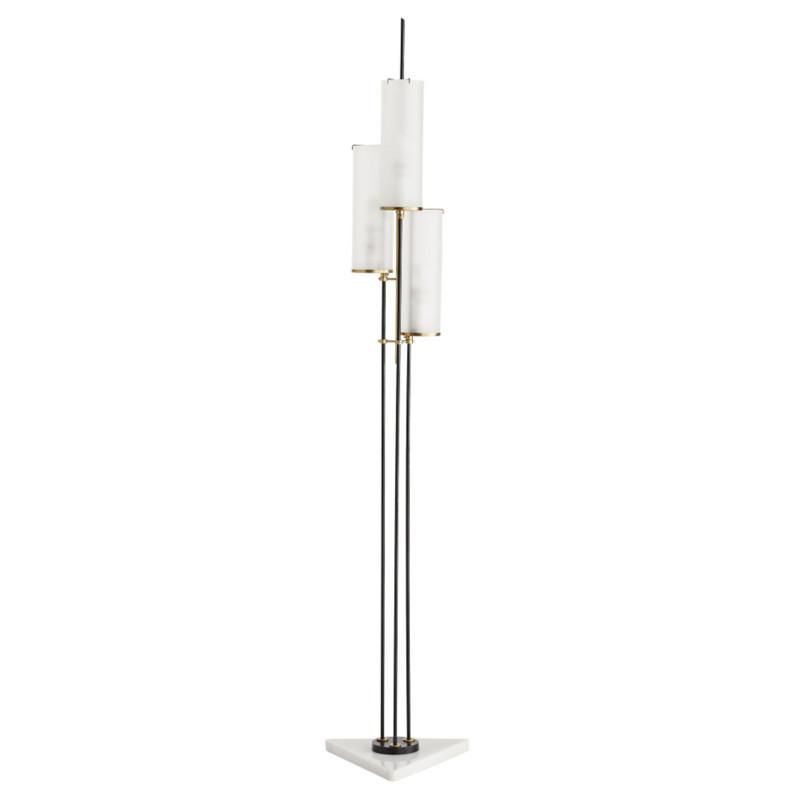 Stefan White Marble 3 Light Frosted Glass Iron Floor Lamp