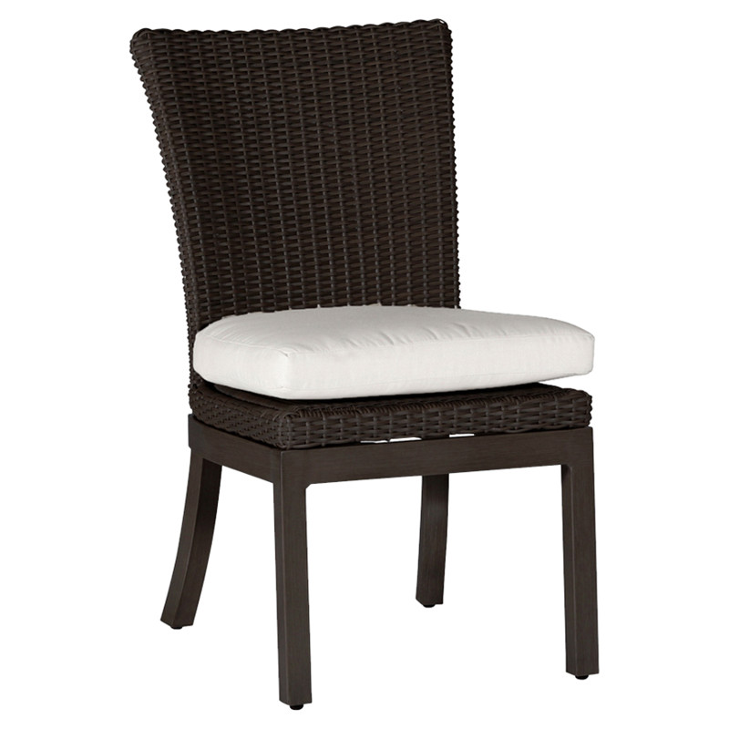 Rustic Modern Black Woven Wicker Outdoor Dining Side Chair