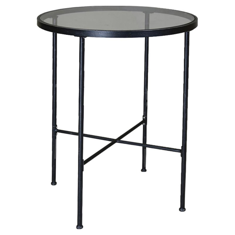 Aurore French Country Glass Top Metal Round Outdoor Dining Bar Table - 32"W