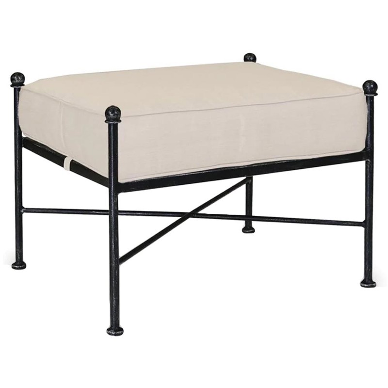Aurore French Beige Cushion Metal Outdoor Rectangular Ottoman