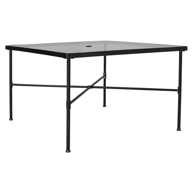 Aurore French Country Glass Top Metal Square Outdoor Dining Table - 44"W