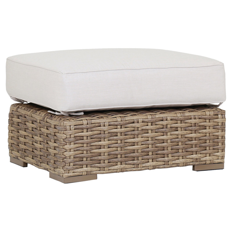 Aria Coastal Beige Cushion Brown Rectangular Outdoor Ottoman