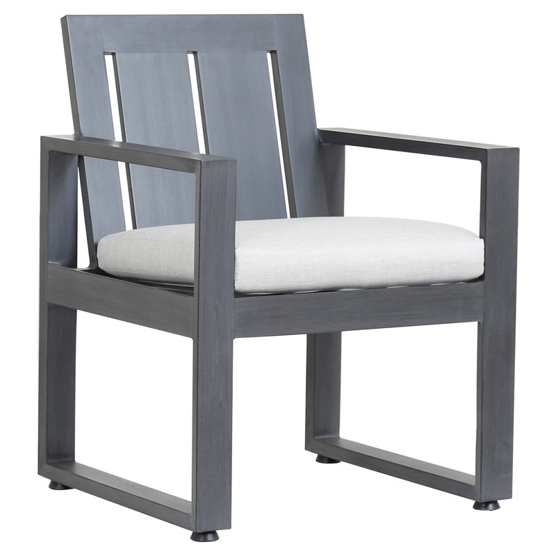 Finn Modern Grey Cushion Metal Outdoor Dining Arm Chair