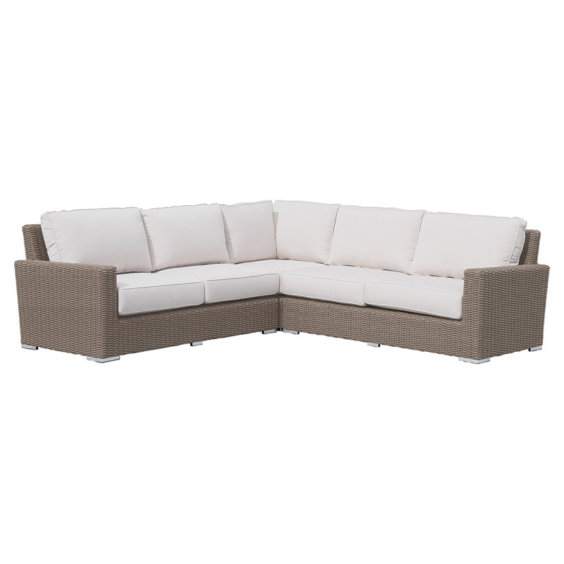 Yuna Coastal Beige Cushion Brown Outdoor Sectional Sofa